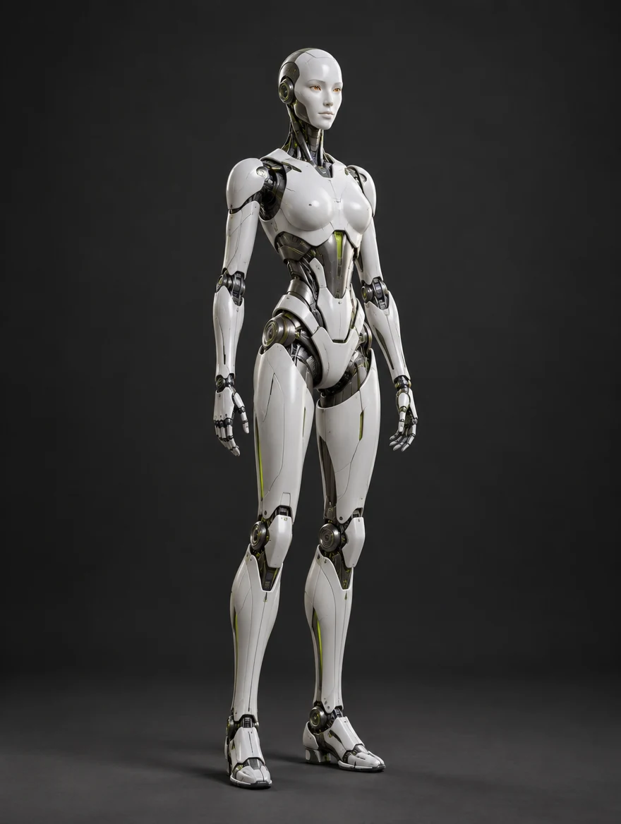 Nova, complete white ceramic AI android